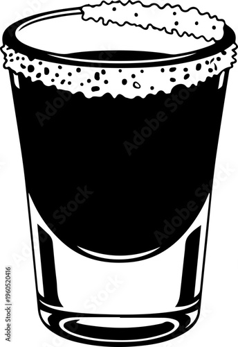 shot glass with a salt rim silhouette vector illustration