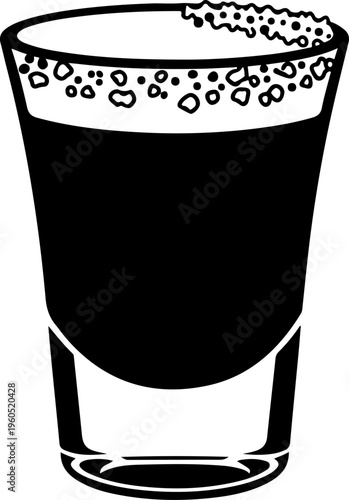 shot glass with a salt rim silhouette vector illustration