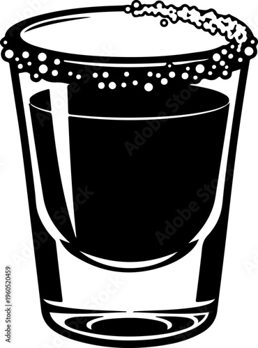 shot glass with a salt rim silhouette vector illustration