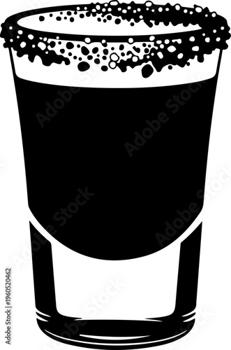shot glass with a salt rim silhouette vector illustration