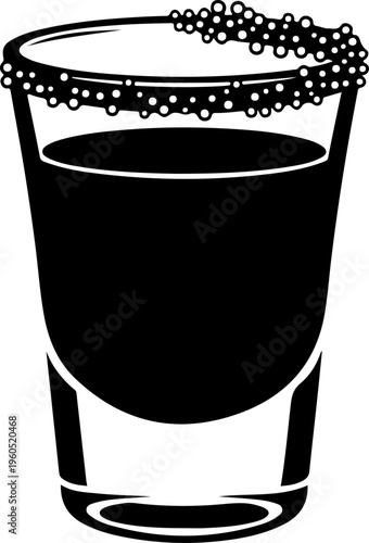 shot glass with a salt rim silhouette vector illustration