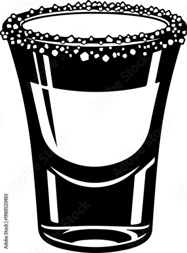 shot glass with a salt rim silhouette vector illustration