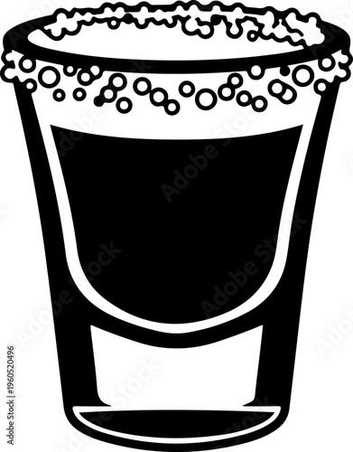 shot glass with a salt rim silhouette vector illustration