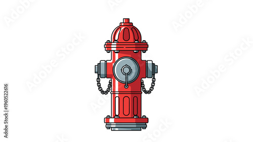 Classic red outdoor fire hydrant with silver caps and heavy chains, standing as a critical piece of safety equipment.