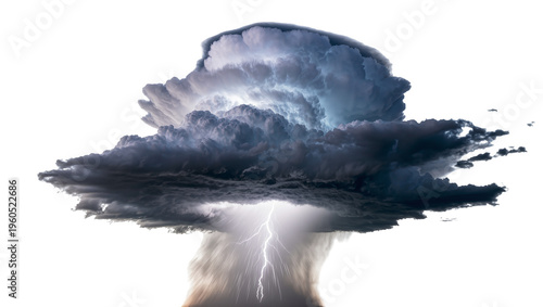 Bild auf Leinwand Massive dark cumulonimbus storm cloud with dramatic lightning bolts illuminating