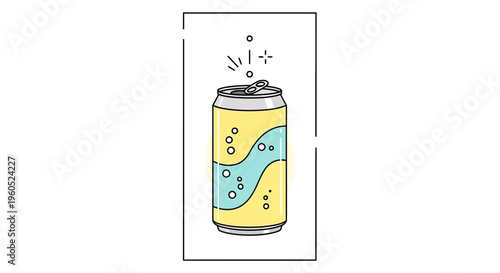 Vibrant fizzy drink can illustration showcasing effervescence and bubbly refreshment