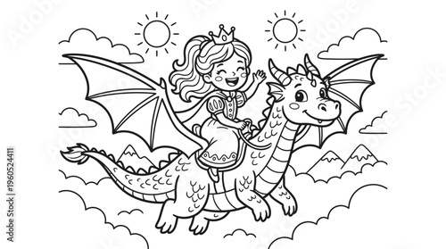 Little girl riding a dragon.