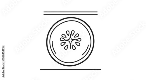 Elegant monochrome graphic showcasing a stylized natural element with radial symmetry and