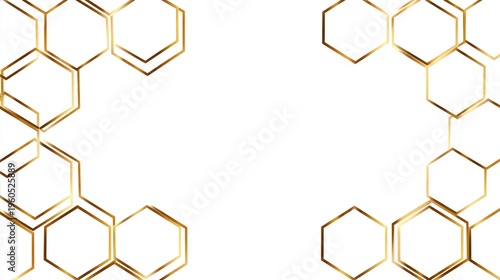 Golden hexagon geometric frame border