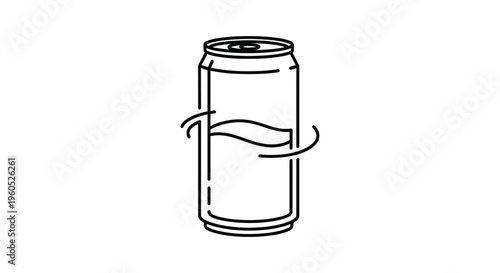 Sleek line art illustration of a modern beverage can design with abstract wavy elements
