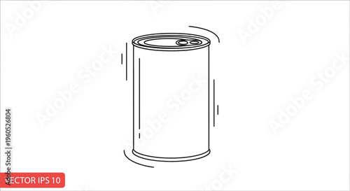 Minimalist vector drawing depicting an everyday canned goods container with a secure lid design