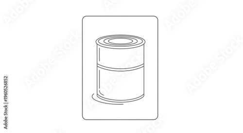Minimalist line art illustration of a generic metal can representing various packaged goods