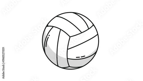 Clean vector illustration of a volleyball shows the classic panel design for competitive sports and team activity themed projects.