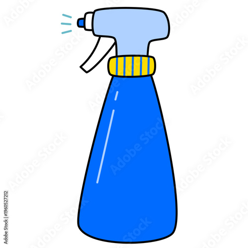 Water spray in blue bottle