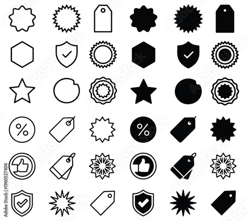 Sales Banner Icon Set – Editable Line Icons for Sale Promotion, Clearance, Retail and Marketing Banners