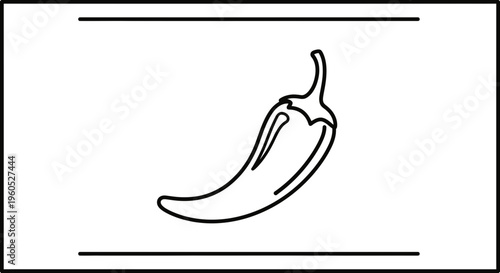 Minimalist black outline drawing of a hot chili pepper for culinary themes and spicy cuisine