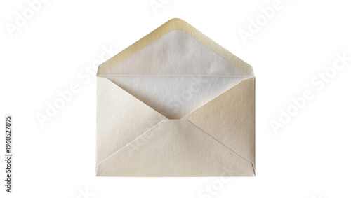 Tableau sur toile Empty aged beige paper envelope with an open flap and slightly yellowed edges, i