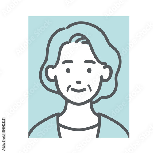 証明写真（顔写真）のイラスト・シニア女性（本人確認・プロフィール画像）