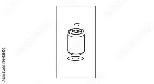 Refreshing beverage can graphic art with minimalist outline design and subtle cool effects