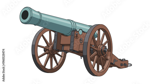 Historic heavy metal cannon mounted on large wooden wheels used for defense and military history exhibitions.