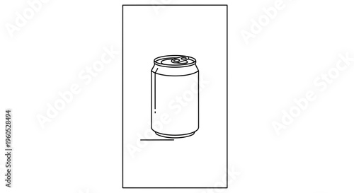 Minimalist outline drawing of an aluminum beverage can with a pull tab on a white background