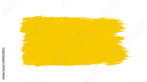 Vibrant yellow paint stroke on a white canvas, showcasing a bold artistic expression