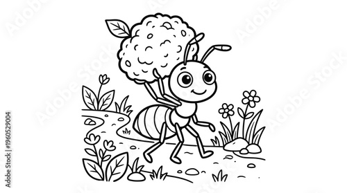 Smiling Ant Carrying Large Crumb.