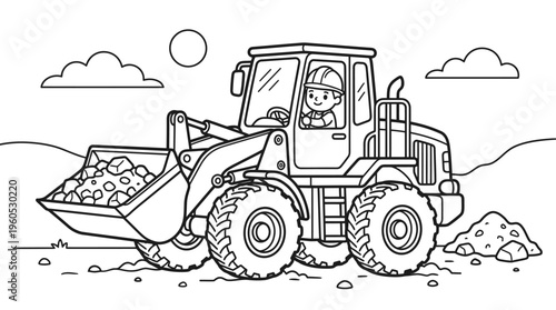 Man operating a large wheel loader.