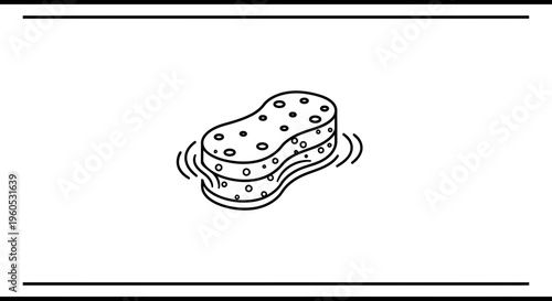 Simple doodle drawing of a cleaning sponge soaked in water ready for household chores