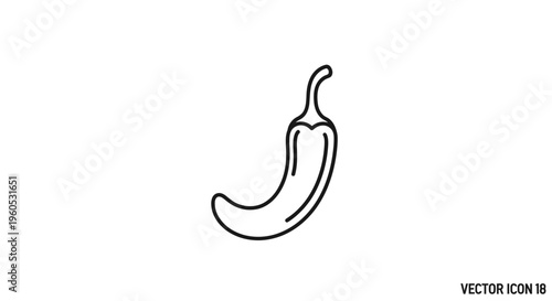 Minimalist black outline drawing of a hot chili pepper on a white background icon illustration