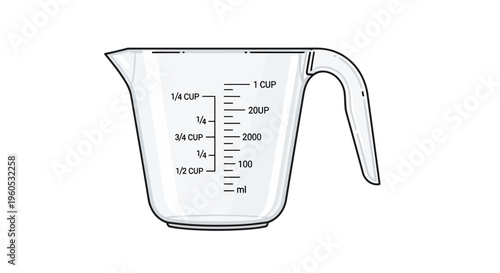 Clear Measuring Cup with Volume Markings for Cooking and Baking
