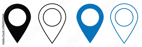 Map pin icon. location pin place marker. Location icon set, Map  pointer icon set. GPS location symbol collection. red, black, blue location icon set, white background, EPS10