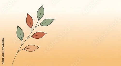 Autumn leaves on a branch.