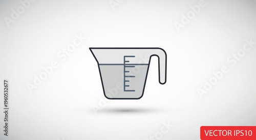 Measuring Cup with Liquid and Graduations - Kitchen Tool Icon