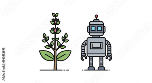 Exploring the intricate balance between organic ecosystems and advanced robotic systems in a