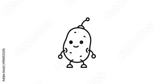 Charming minimalist alien potato character illustration with antenna and friendly smile