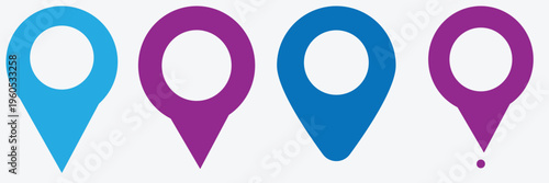 Map pin icon. location pin place marker. Location icon set, Map  pointer icon set. GPS location symbol collection. red, black, blue location icon set, white background, EPS10