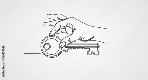 Hand Holding Large Metal Key.