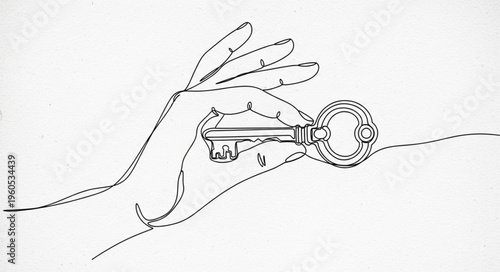 Hand Holding Large Metal Key.