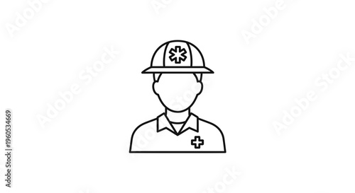 Dedicated first responder medical professional illustration in a clean line drawing