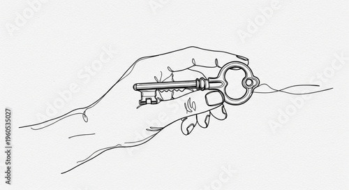 Hand Holding Old Key.