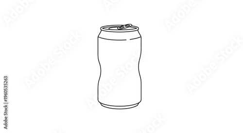 minimalist vector illustration of a blank aluminum beverage can outline for refreshing liquid