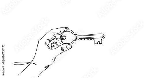 Hand Holding Old Metal Key.