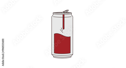 Simple graphic depicting an open soda can filled with a vibrant red drink on a clean background