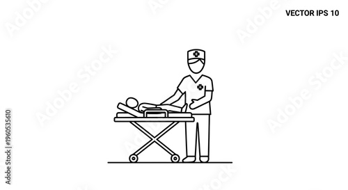 Dedicated medical professional providing essential care to a patient on a hospital gurney vector art