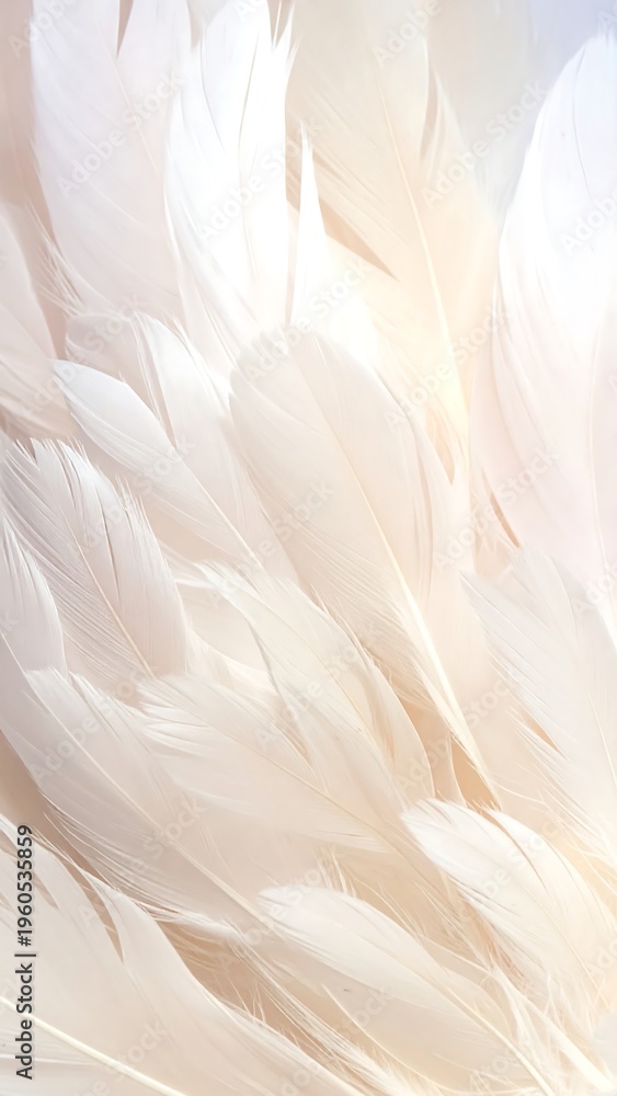 Fototapeta premium Soft, delicate, and intricately detailed feathers in shades of white