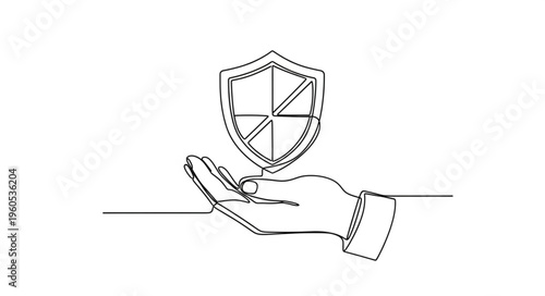 Hand Holding Security Shield Icon.