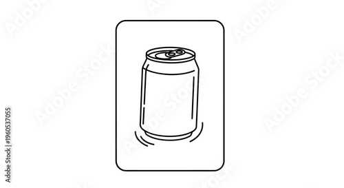 Minimalist line art illustration of a standard aluminum beverage can, perfect for refreshment