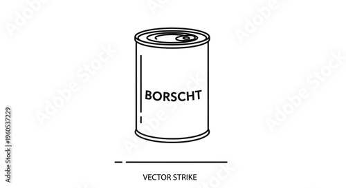 Minimalist outline illustration of a borscht soup can for food and cooking themes simple