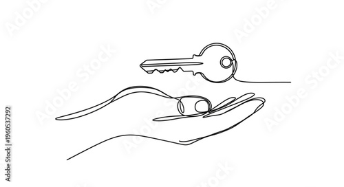 Hand Holding Small Metal Key.